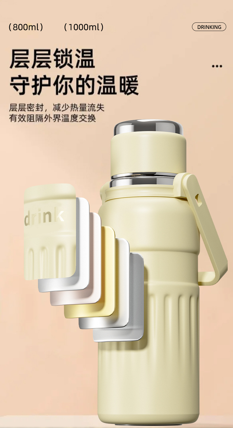 Insulated cup, stainless steel large-capacity water cup, engraved on the back with a straw for direct drinking, student outdoor water bottle, gift tea cup pic 9