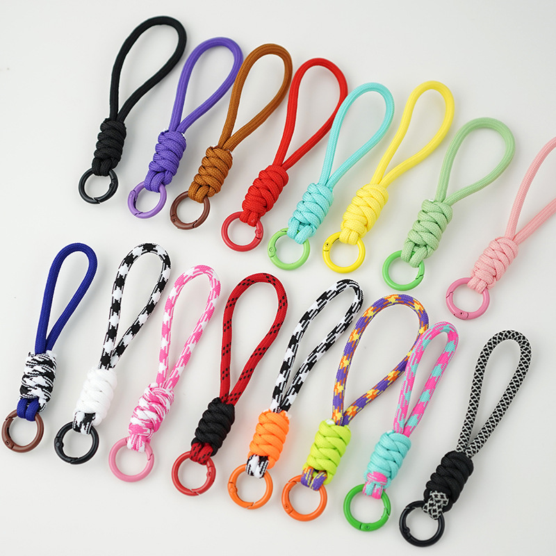 简约风手工编织绳撞色挂绳钥匙扣便携手绳潮款手机男女学生小挂件详情1