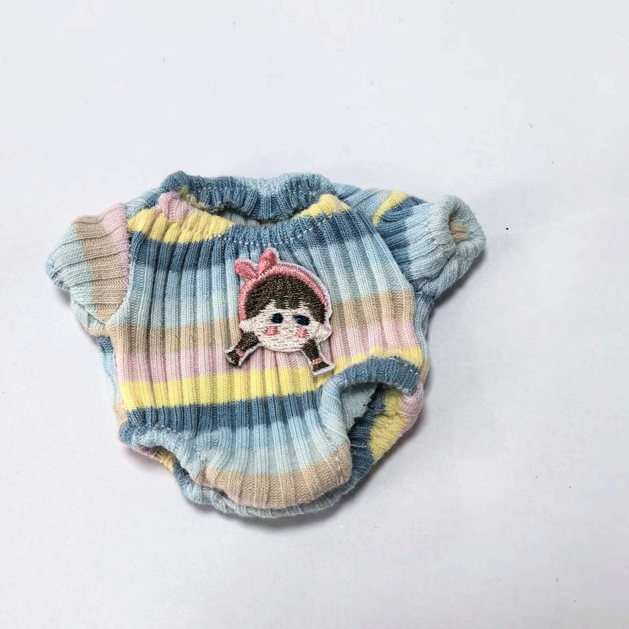 17CM搪胶玩具坐娃可爱女孩条纹连体衣上衣公仔玩偶服装娃衣换装详情7