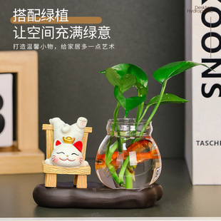 新款桌面水培摆件装饰品办公桌创意家居北欧水养绿植花瓶容器底座详情7