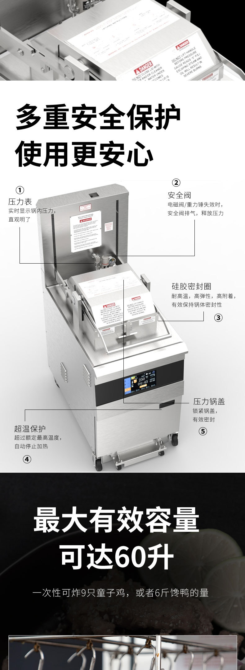 PFE-5910大容量压力炸鸡炉8头电子压力炸锅炸鸡炉滤油详情6