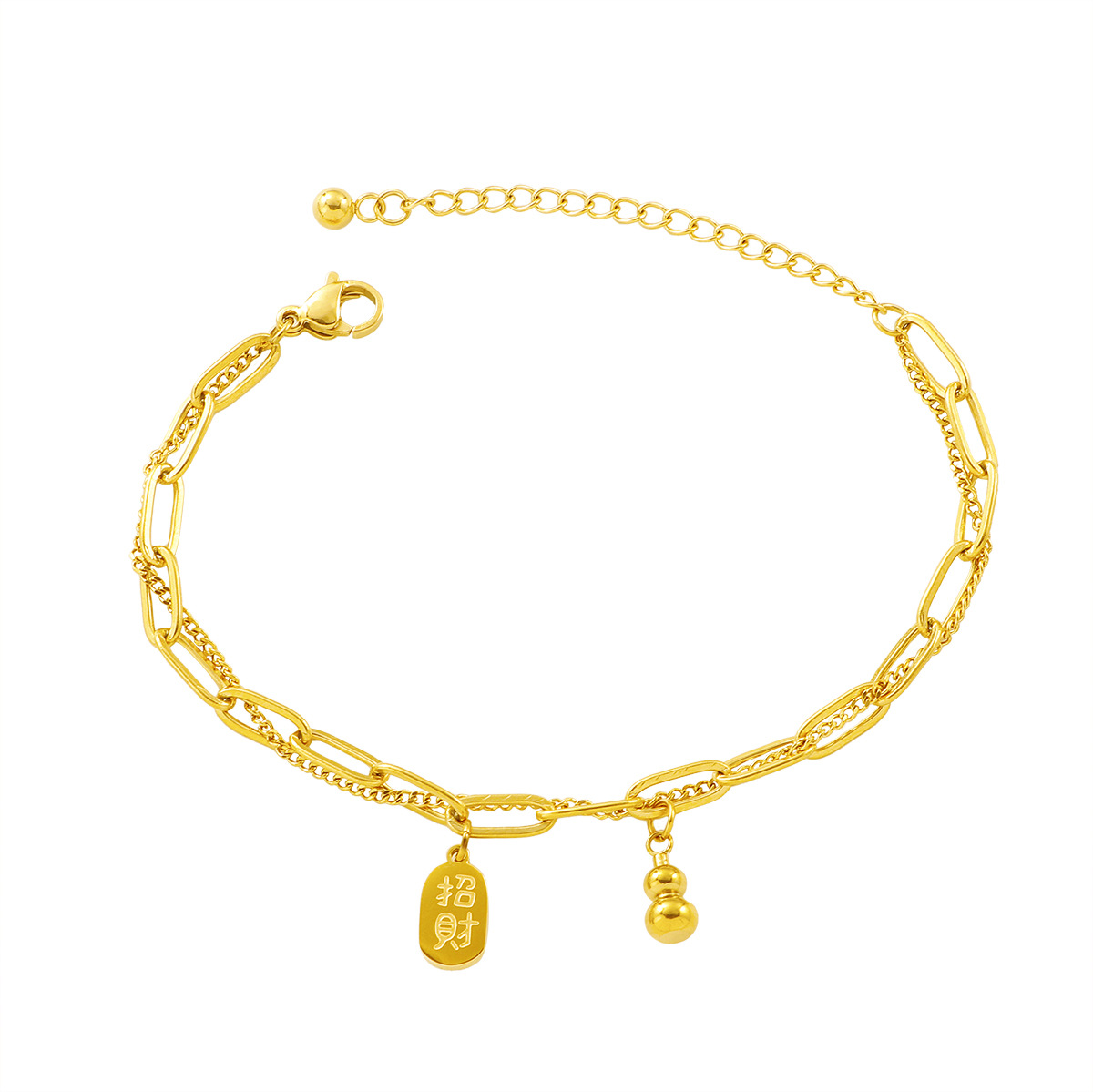 2025年新款爆款双层葫芦招财手链女时尚简约新中式手串钛钢不掉色详情4