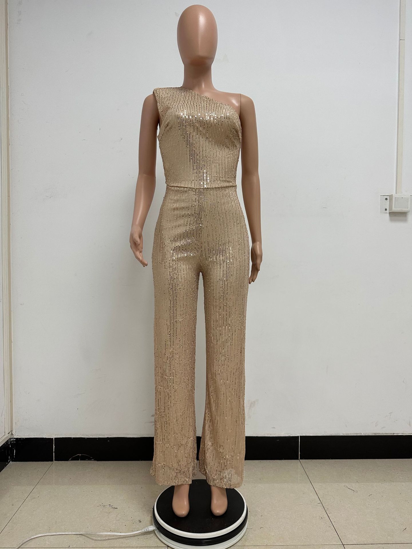 新中式无袖连体衣独立站夏季单肩亮片连体裤女批发详情69