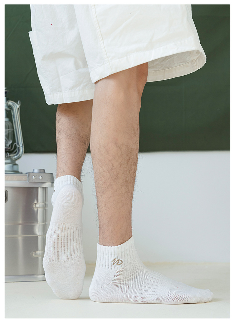 短袜男士春夏季刺绣纯色棉袜 低帮短筒休闲网眼袜子男船袜现货批详情10