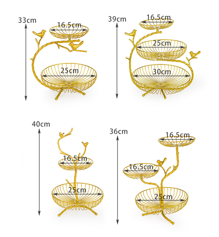 轻奢水果盘创意现代家用三层树枝中小小果盘铁艺多层收纳零食篮详情5