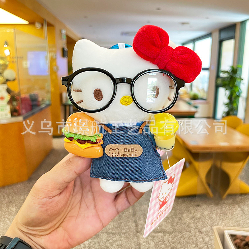 新款正版hellokitty小挂件kt毛绒公仔包包挂件kitty猫钥匙扣玩偶详情2