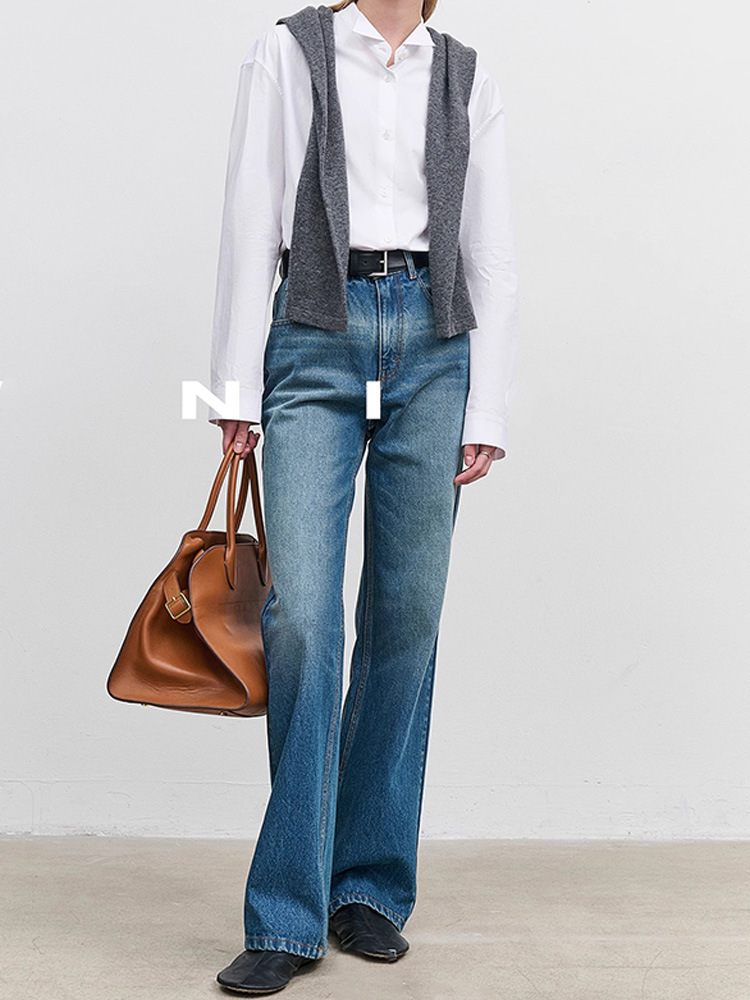 小众极简2025年春秋强推棉质牛仔裤女筷子腿显瘦休闲直筒裤长裤子详情4