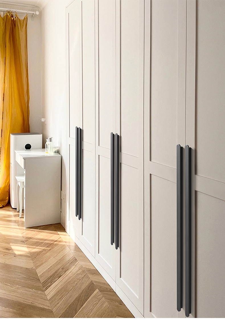 Light luxury long wardrobe handle, modern simple and high-end minimalist cabinet door handle, drawer shoe cabinet handle, aluminum alloy pic 15