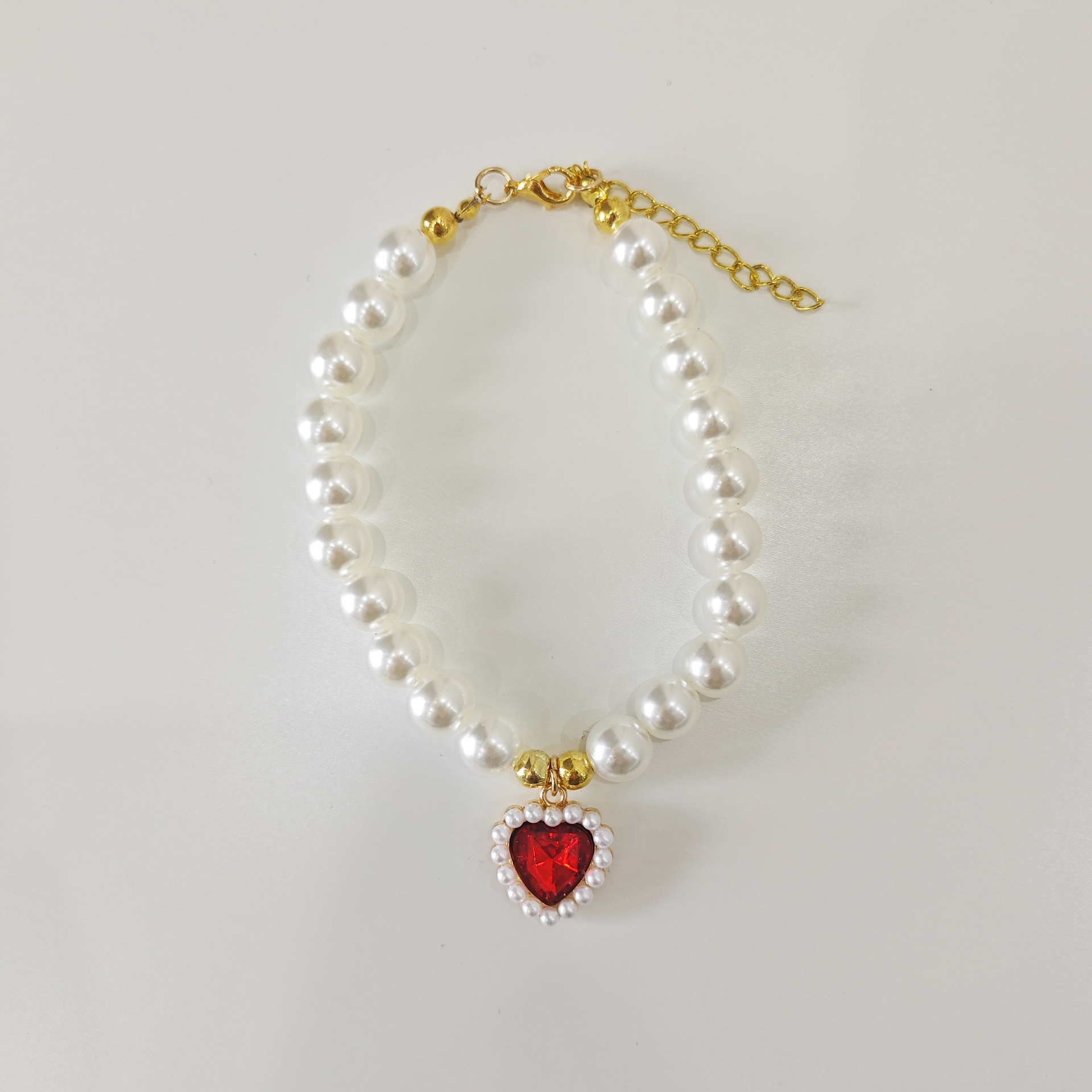Pet necklace, cat pearl collar, dog neck collar, neck chain, retro heart-shaped pendant, cute cat and dog neck accessories pic 7