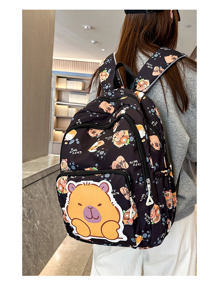 可爱印花卡通大容量卡皮巴拉书包时尚男孩女童学生轻便百搭双肩包详情22