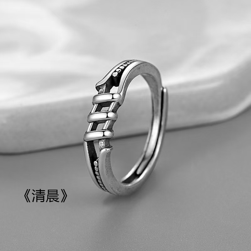 嘻哈食指男士戒指单身戒复古百搭开口指环ins风潮戒指男可调节详情22