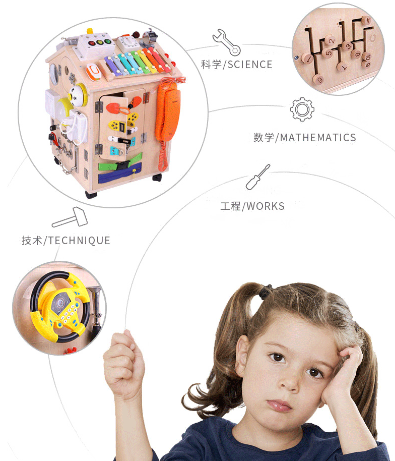 Montessori Montessori Early Education Busy Board House, diy accessories, 1-2 years old intelligence and science education toys, numbers, shapes, cognition, multi-hole learning pic 3