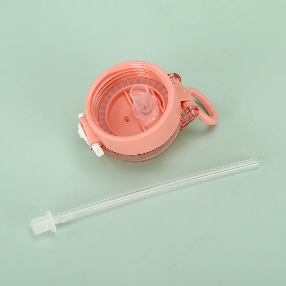 新款小容量黄色小鸭塑料杯夏季可爱学生吸管杯儿童背带子弹跳水壶详情7