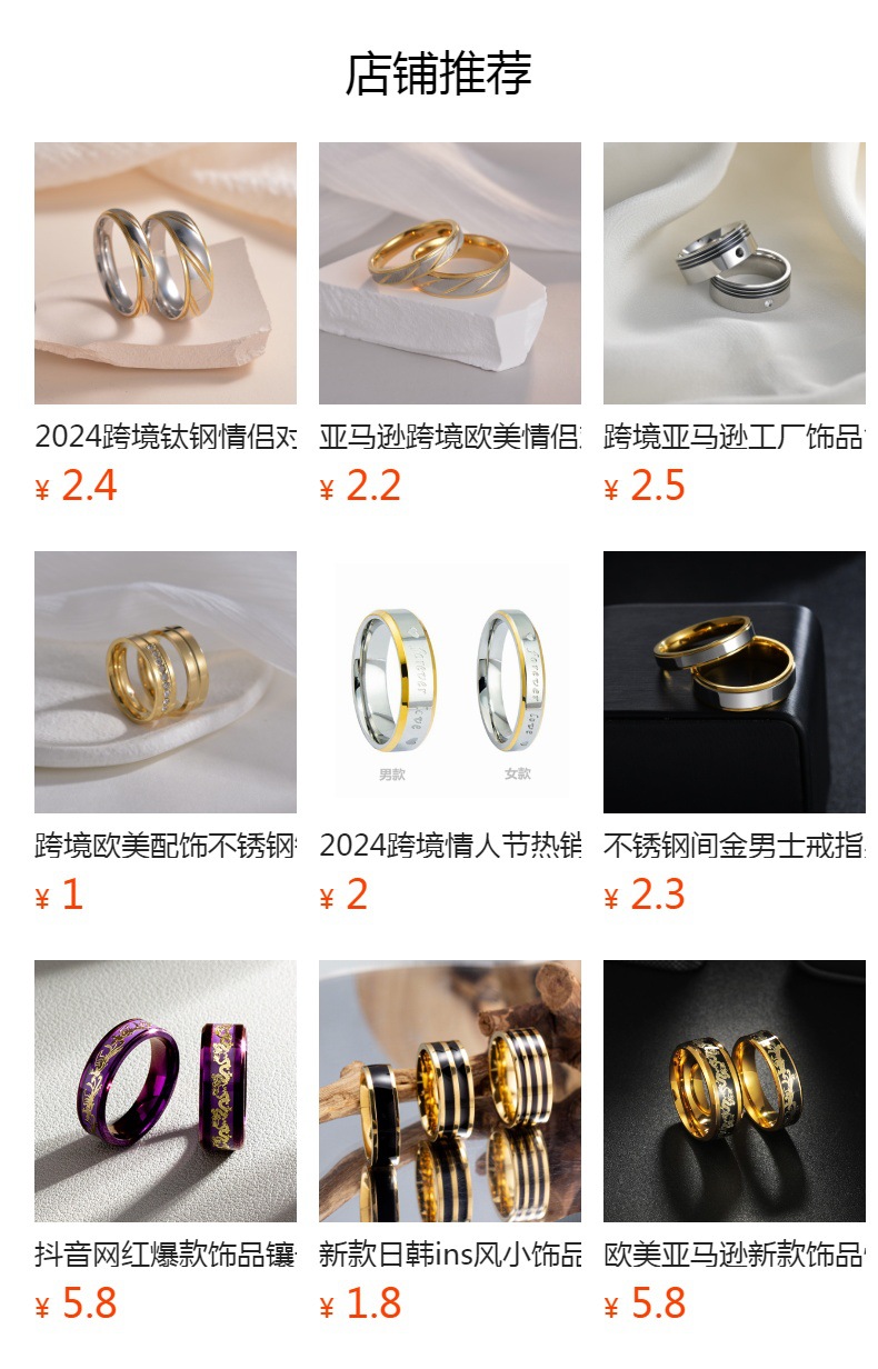 跨境热销永远爱你情侣对戒义乌小饰品工厂批发国王王后不锈钢戒指详情1