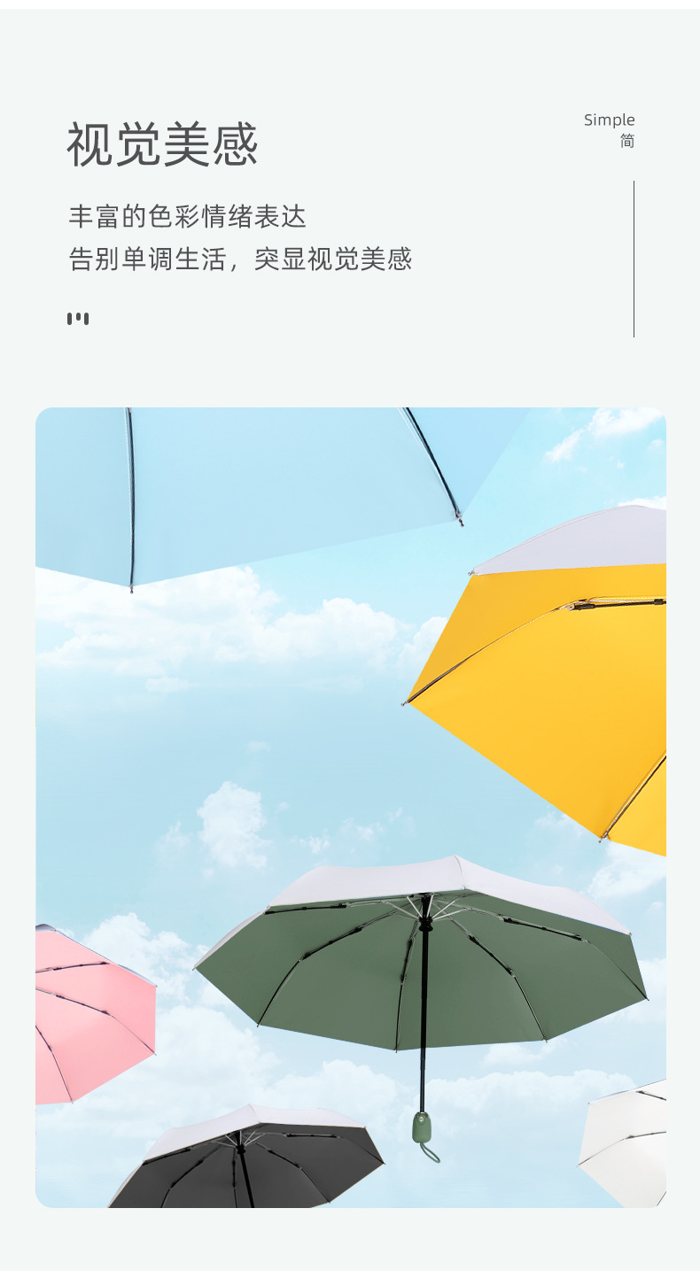 全自动晴雨两用遮阳伞钛银胶女小清新配色手柄雨伞加印logo广告伞详情23