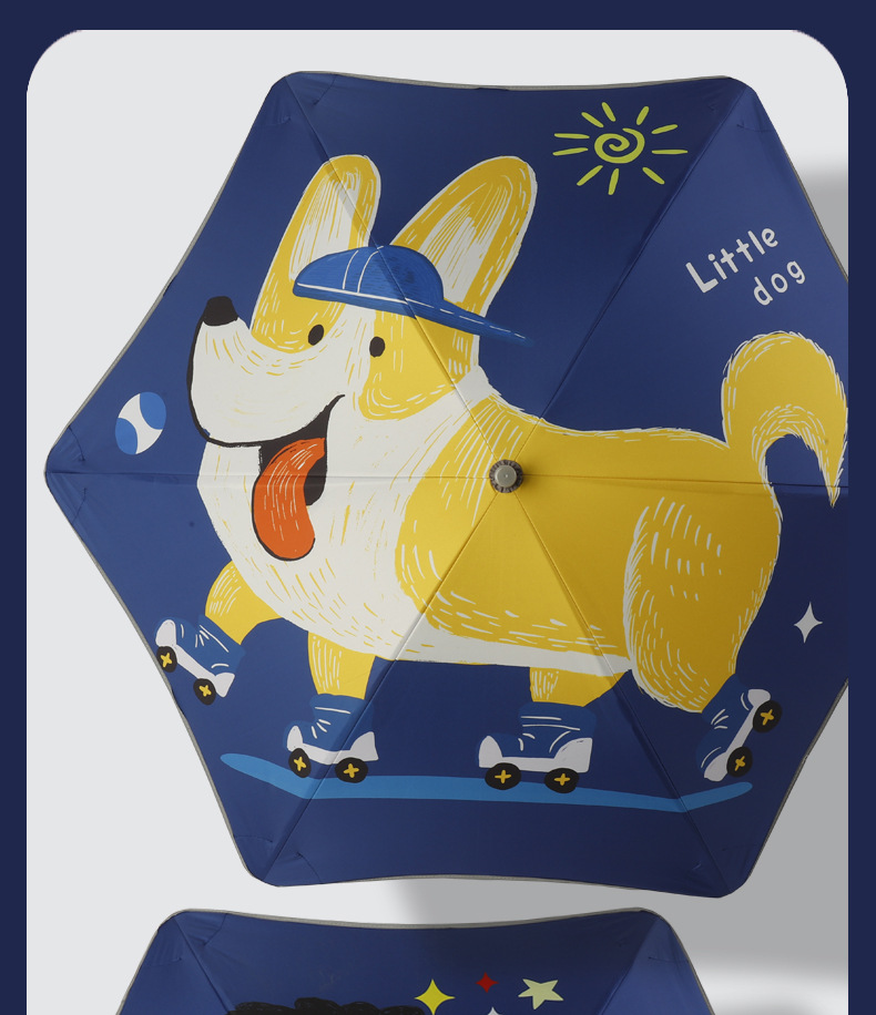 创意圆角儿童伞防夹手设计安全儿童雨伞反光防风太阳伞纤维抗风伞详情9