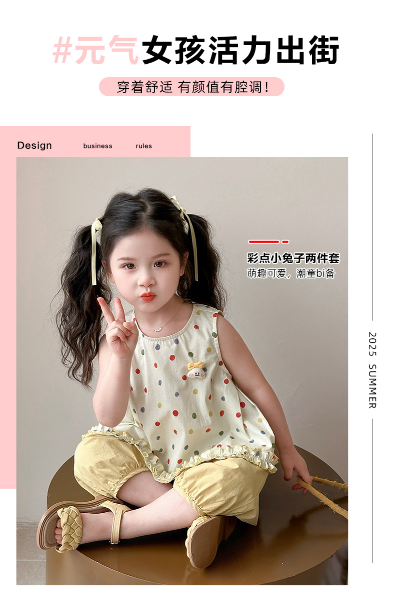 The 2025 new summer set is a thin, fashionable and stylish two-piece summer dress for girls and children pic 2