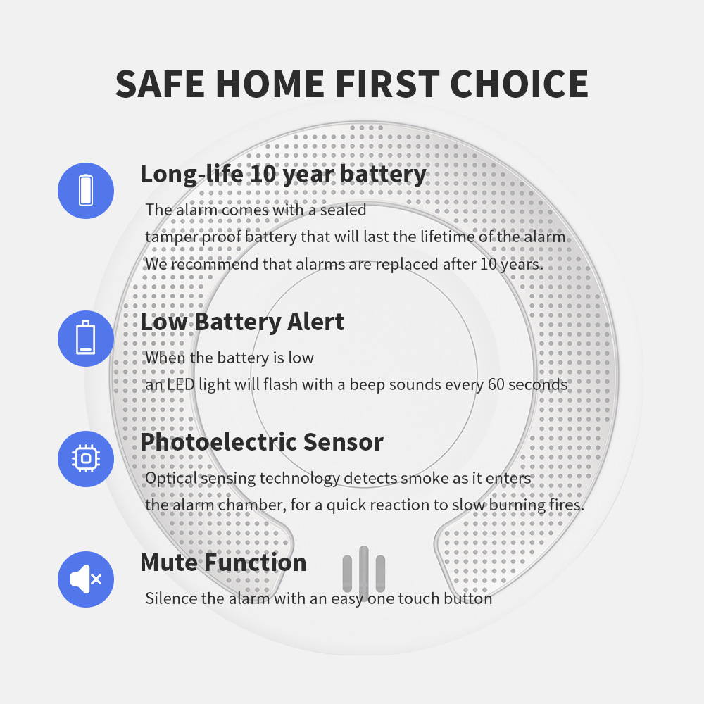 火灾烟雾探测报警器 WiFi涂鸦智能烟感 EN14604 10年寿命电池详情8