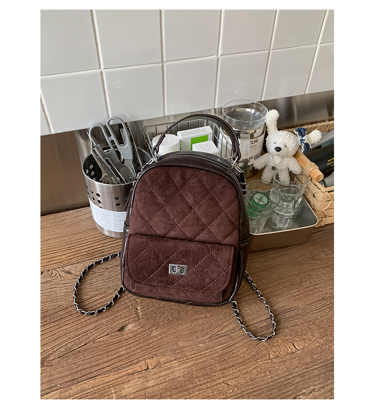 时尚小香风菱格链条女包新款绒面双肩包小众百搭手提包儒雅休闲包详情27