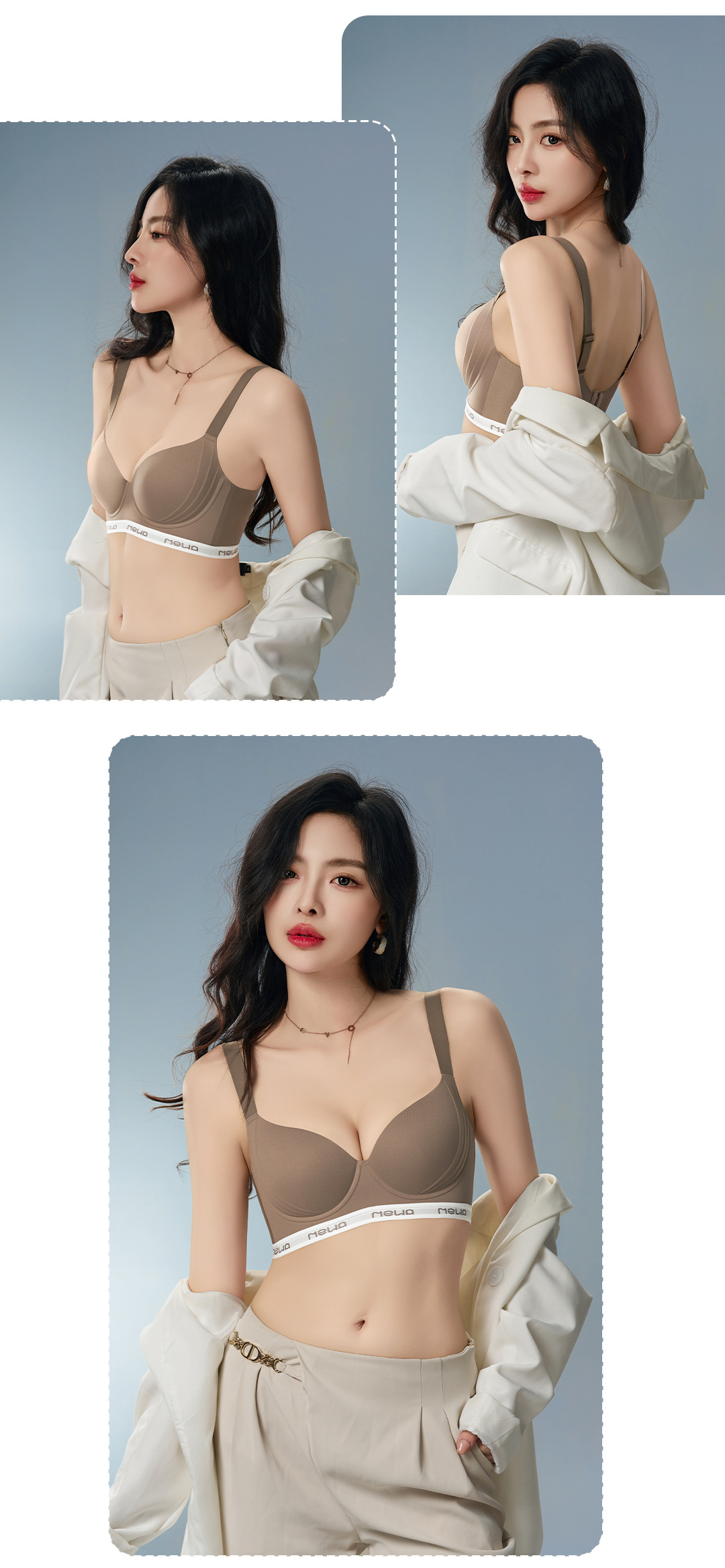 Seamless lingerie for women in summer, thin, large bust, slimming, breast reduction, anti-sagging, large-sized sports shock-absorbing and adjustable bra pic 16