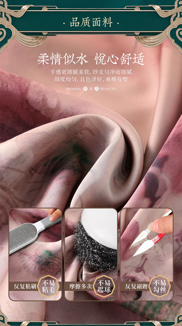 国潮新款妈妈装夏季衬衫中老年人女装上衣国风立领七分袖印花衬衣详情9