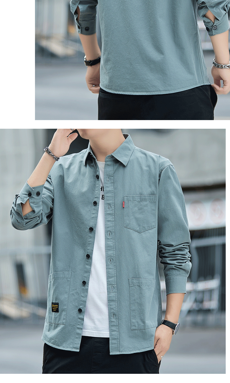 Long-sleeved workwear shirt for men, spring and autumn casual shirt for men pic 10