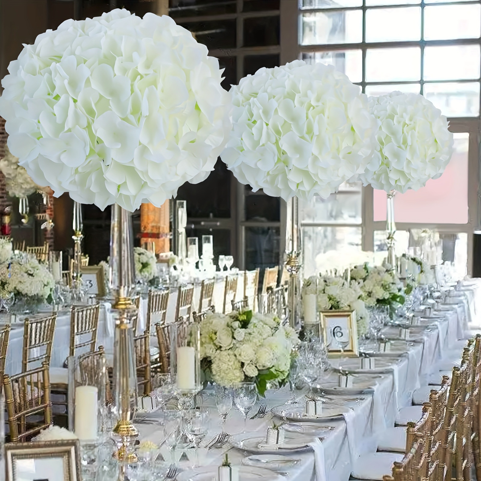 亚马逊热卖仿真花大绣球花头花朵婚庆装饰插花装饰婚礼吊顶Temu代详情8