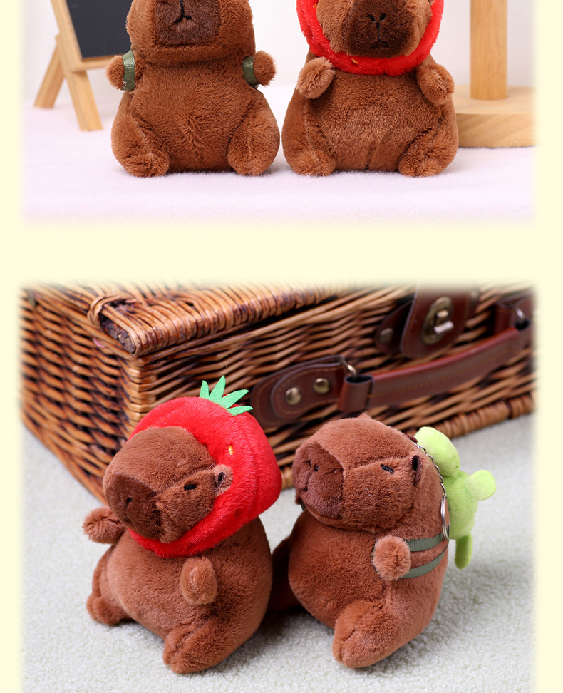 卡皮巴拉挂件水豚毛绒玩具钥匙扣布娃娃小只卡皮吧啦抖音潮玩公仔详情7