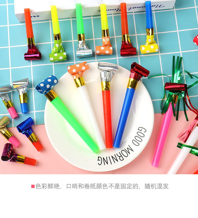 糖果吹龙雨丝吹龙厂家批发纸头吹龙口哨儿童生日派对用品创意吹龙详情4