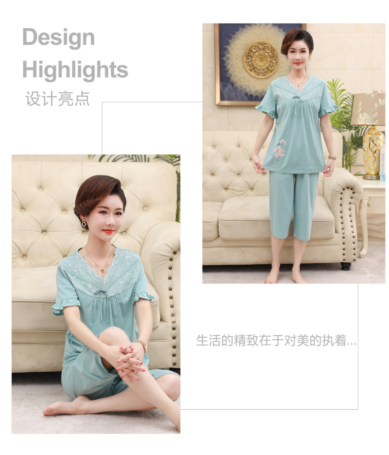 Middle-aged and elderly women wear summer short-sleeved, thin cotton clothes. Middle-aged women wear summer round-neck home clothes. Grandmothers and the elderly pic 65