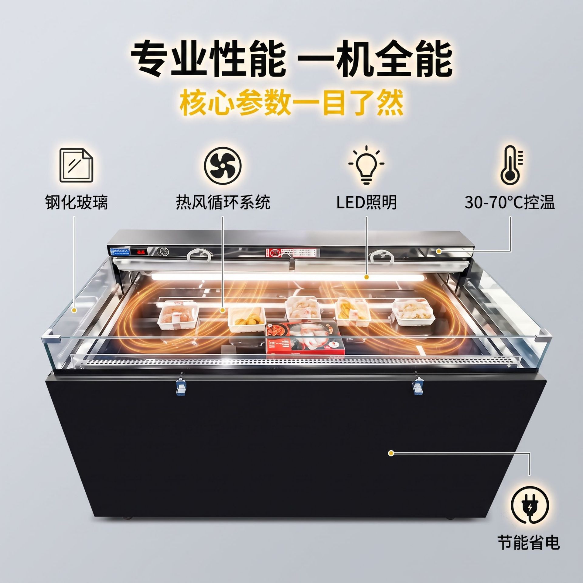 商用敞开式立式热风展示柜卤菜炸鸡汉堡陈列柜热食恒温保温柜厂家 pic 8