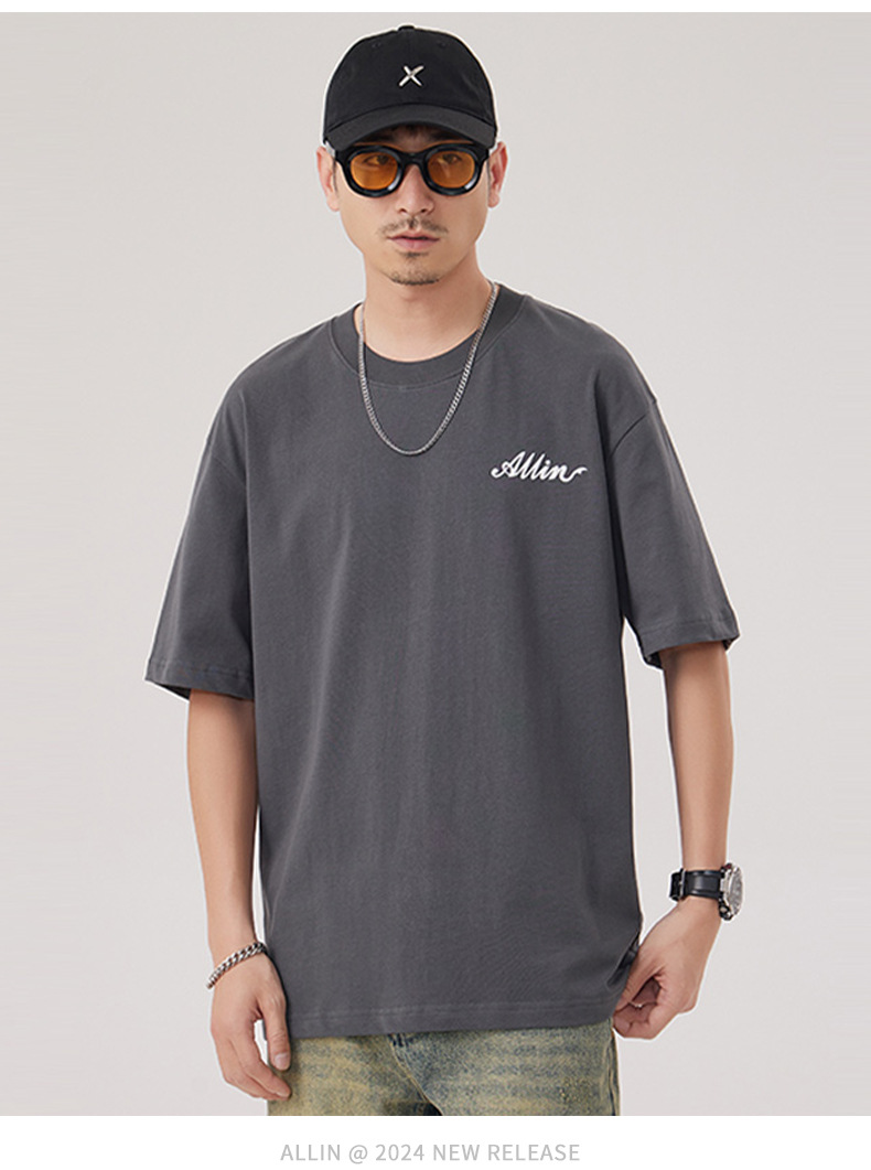 The 2025 summer new half-sleeved T-shirt for men is a trendy and versatile short-sleeved American retro printed loose round-neck T-shirt pic 45