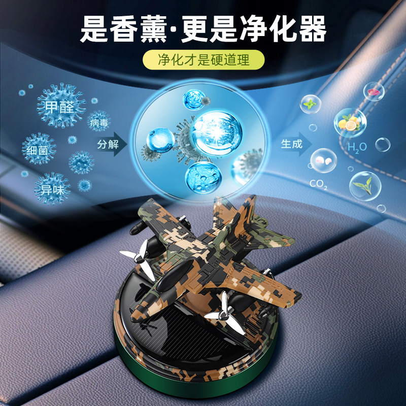 车载香水汽车香薰车内除异味持久香氛淡香太阳能直升飞机摆件装饰详情4