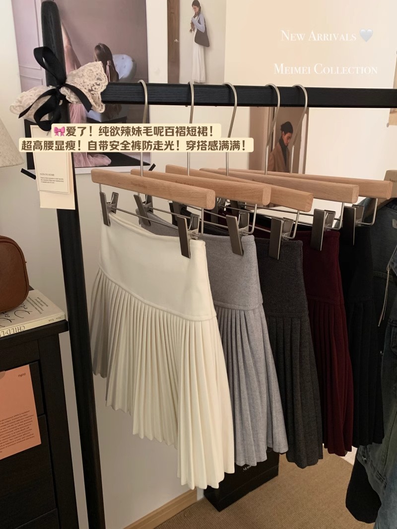 (毛呢加厚好质量+裤+拉链＋内衬）小百褶百褶裙短裙A字半身裙春秋详情6