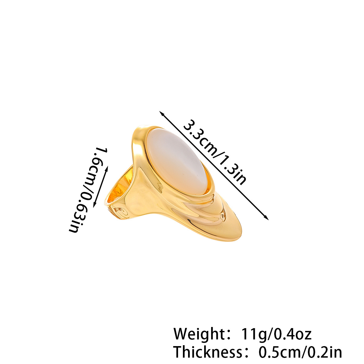 娜莎跨境专供铜镀18K真金镶嵌鲍鱼贝手饰戒指小众高级感夸张戒指详情3