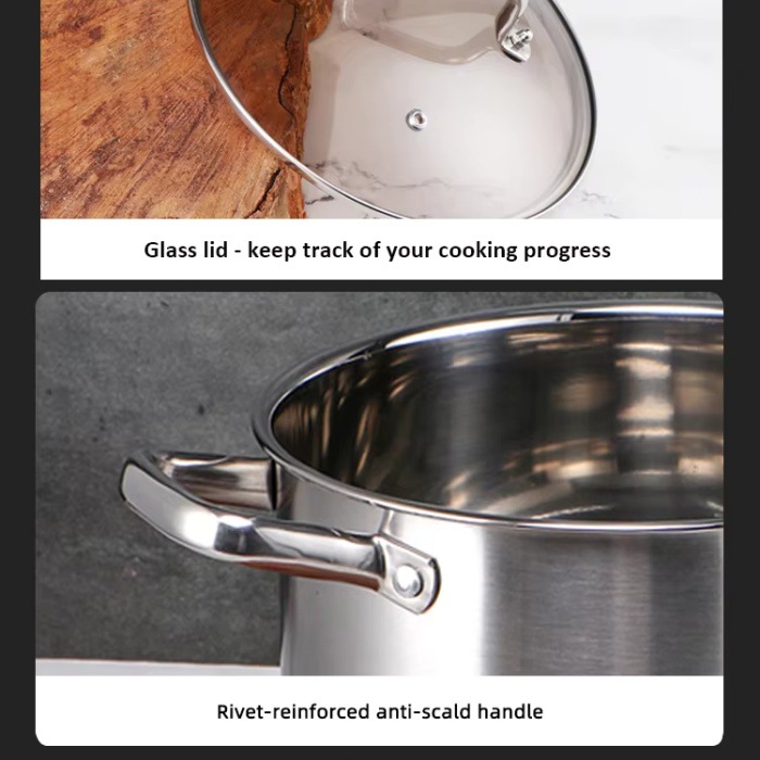 外贸热卖不锈钢12件套装锅活动礼品锅具 商用厨房汤锅10件套装锅详情6