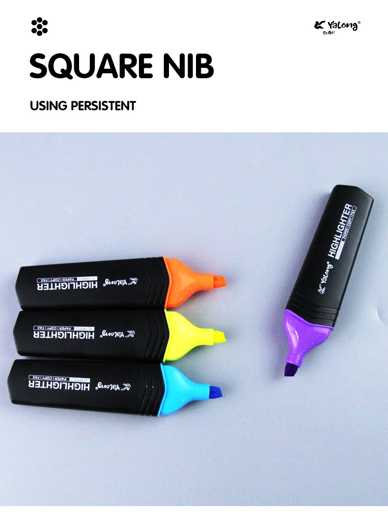 Yalong Cross-border brand Fluorescent Note Number 4PVC Color Hybrid Highlighter pic 4