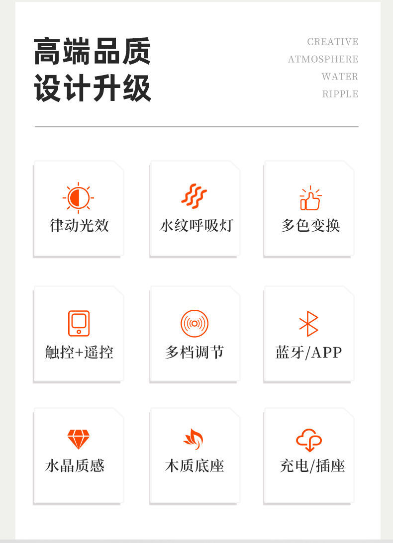 淳言爆款网红水波纹小夜灯创意床头遥控氛围灯浪漫礼物星空投影灯详情7