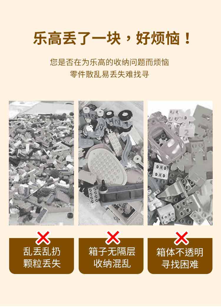 带分层小颗粒乐高收纳盒 儿童拼装零件分装盒 防尘透明积木整理盒详情2