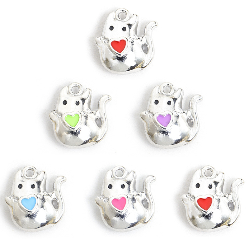 立体爱心猫咪滴油合金挂件 万圣节幽灵小鬼DIY饰品配件吊坠配饰批详情4