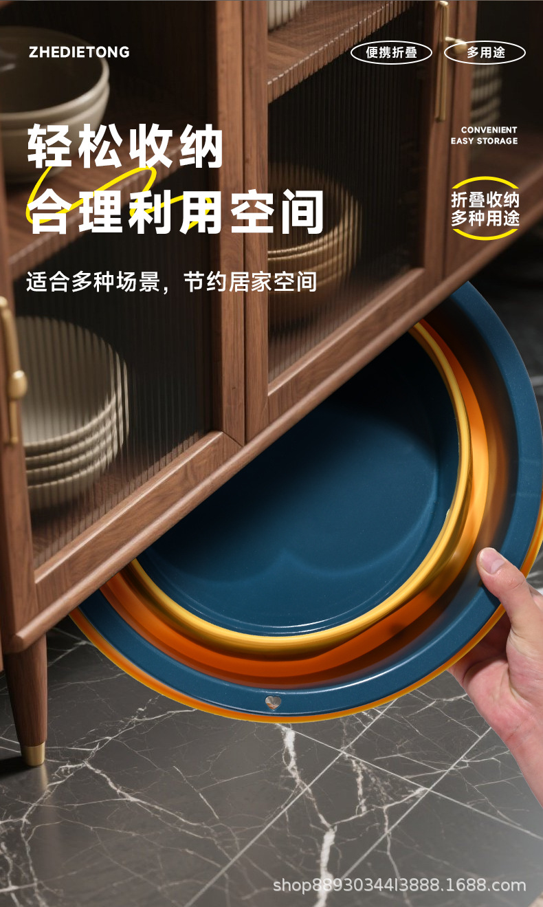 【工厂直销】家务清洁户外折叠水桶宿舍手提塑料水桶泡脚桶时尚桶详情4