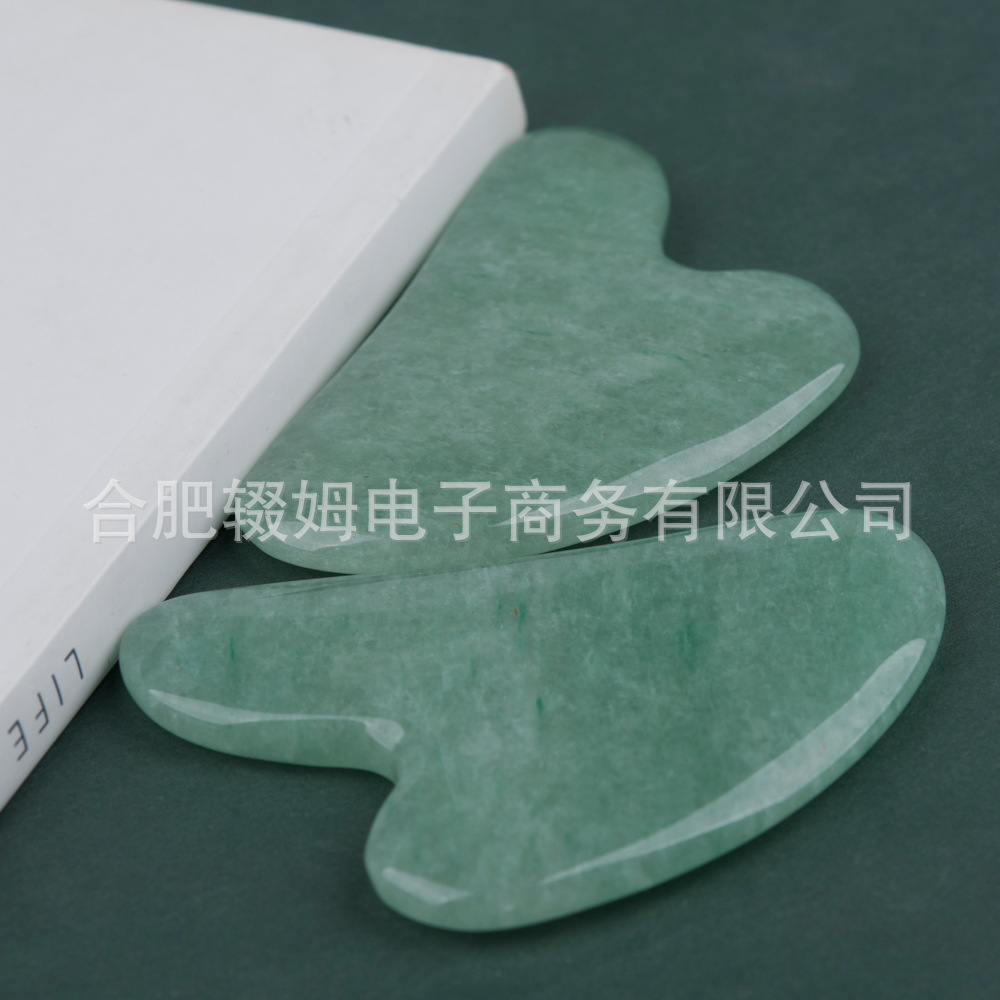 粉晶玉石厂家刮痧板粉水晶绿东陵面部脸部美容刮痧颈椎腿部全身详情11