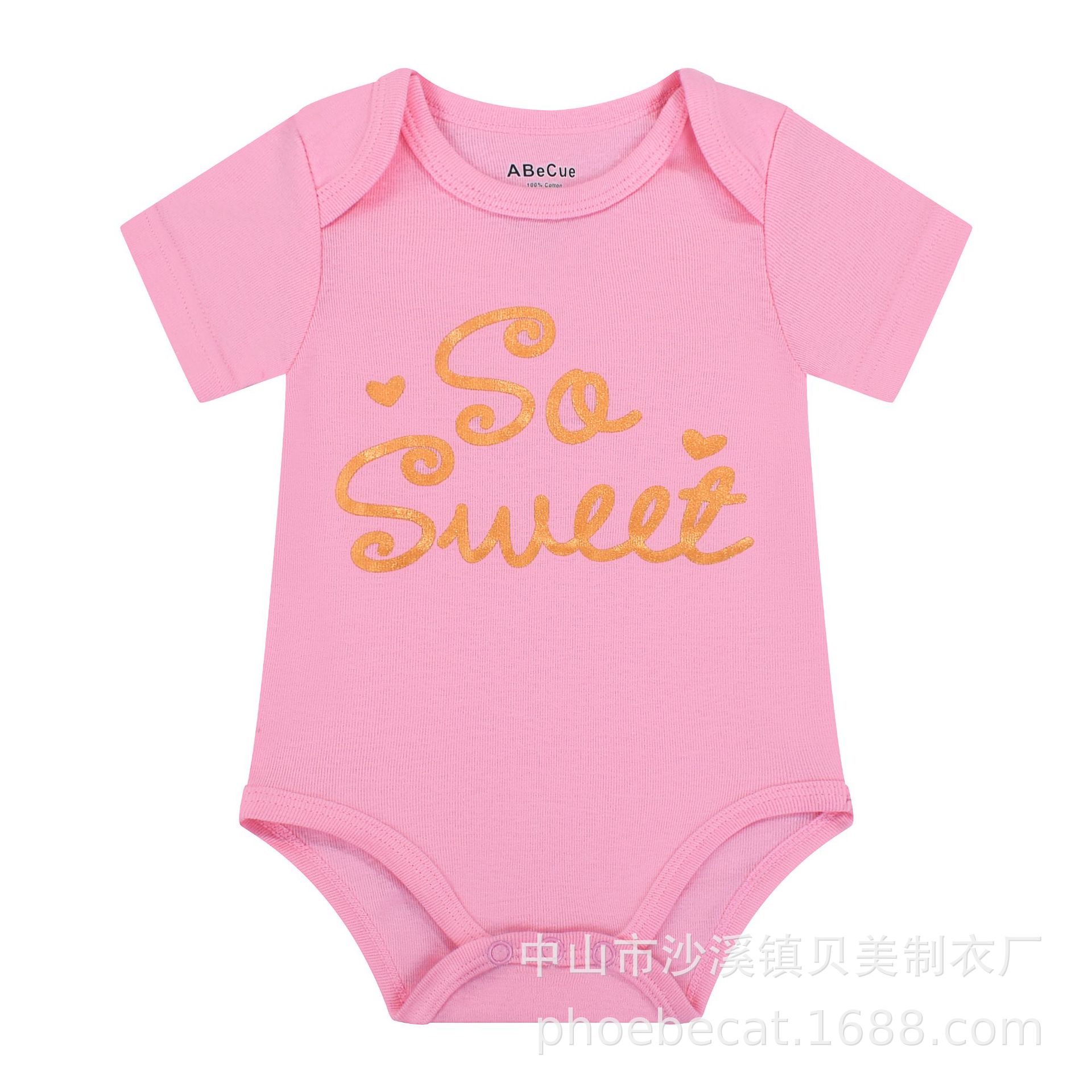 外贸工厂欧美跨境经典三角背心哈衣婴幼儿外出服可爱纯色棉男女宝详情6