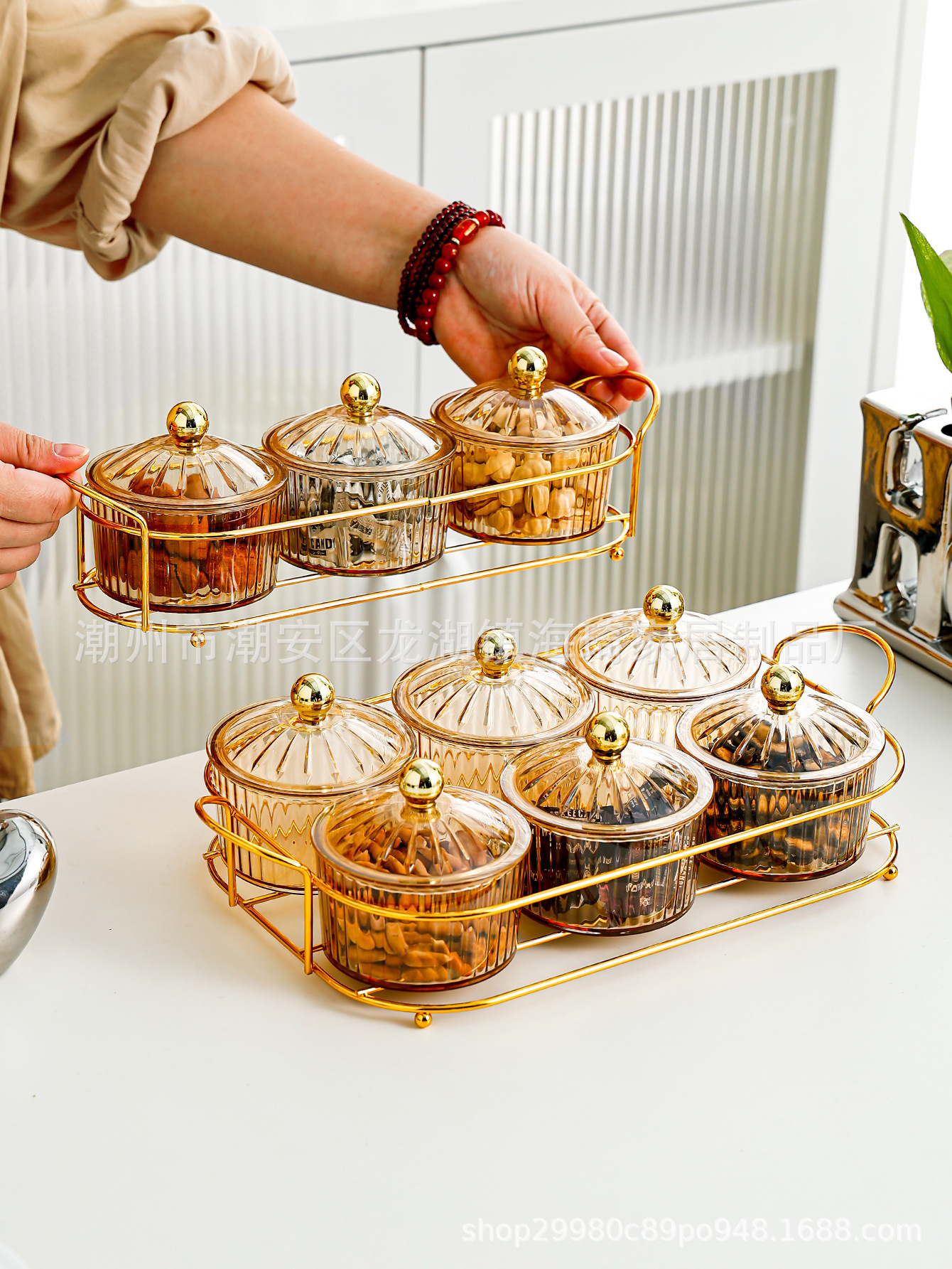 轻奢水果盘家用客厅茶几零食摆放盘高档分格果盘坚果干果盘糖果盘详情5