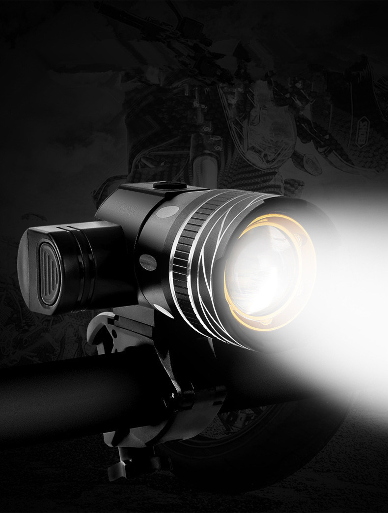 Mountain bike accessories, bicycle T6 headlight, usb charging, strong light telescopic zoom headlight, high-brightness LED warning light pic 15