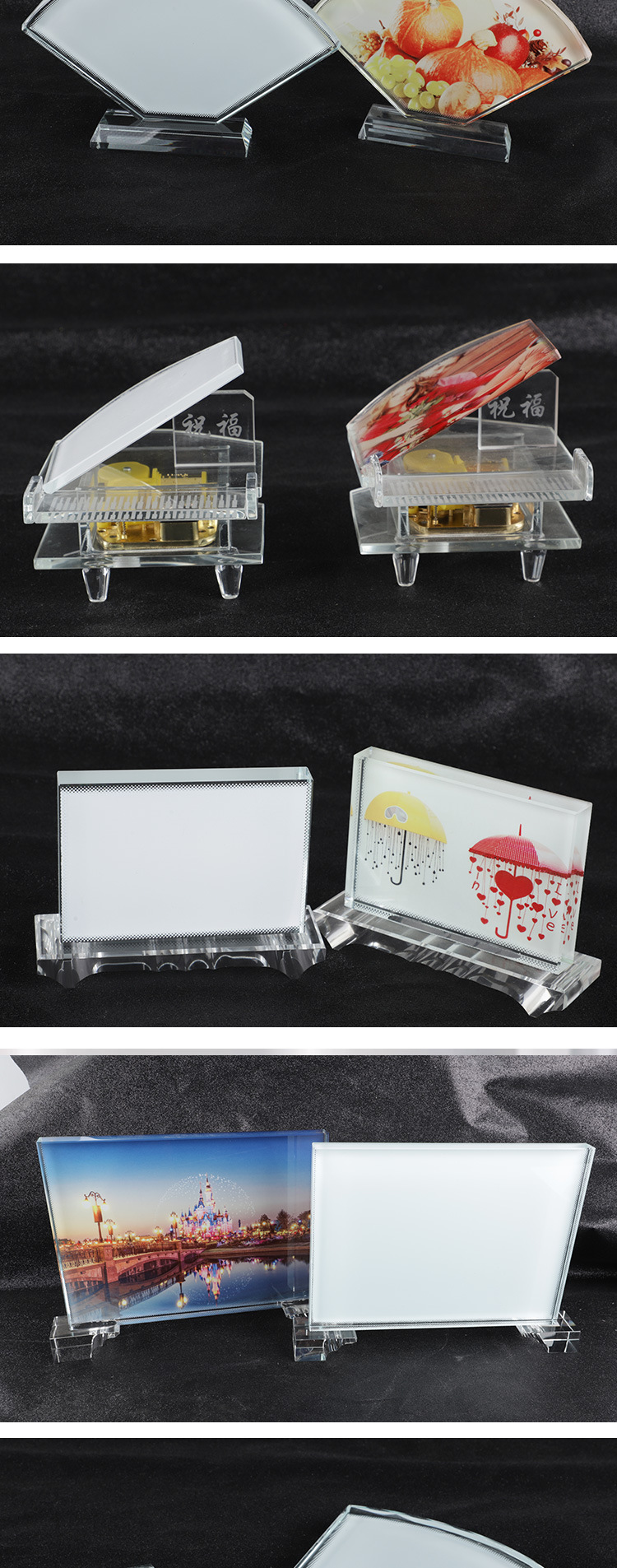 水晶屏风大T型热转印心形装饰画创意水晶音乐琴摆台空白批发可diy详情15