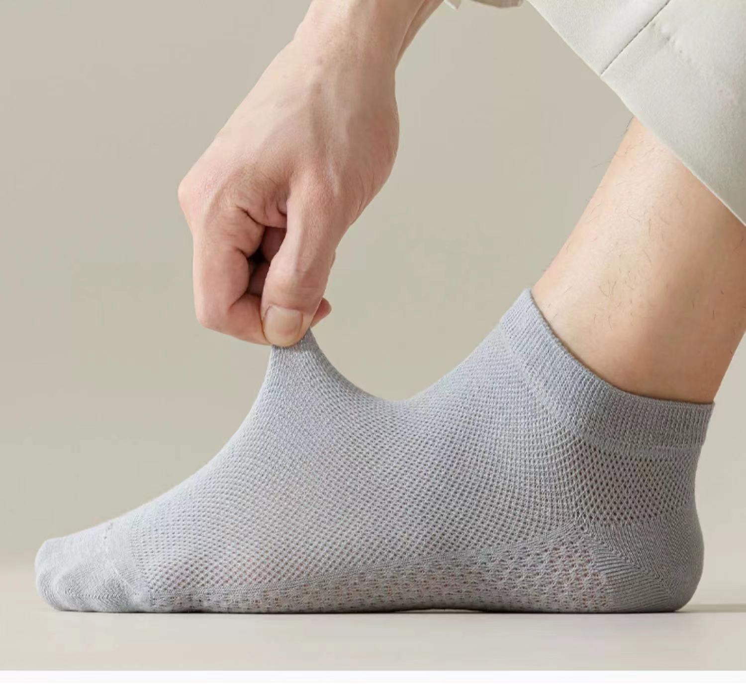 纯棉袜子男短袜春夏薄款网眼按摩底全棉男士船袜诸暨夏季诸暨批发详情16
