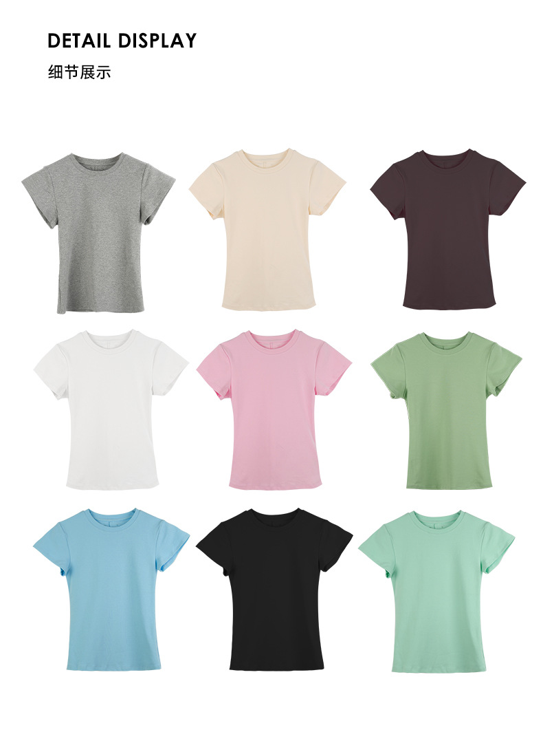 CZZHANG Summer Korean-style multi-color, niche, versatile and simple basic short-sleeved T-shirt for women A10099 pic 5