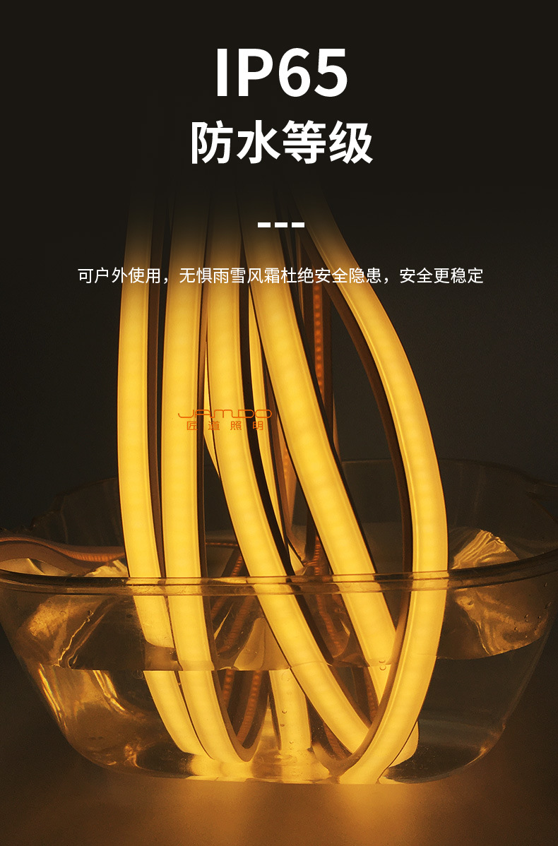 跨境cob灯带led条自粘220V户外防水高压灯条110v家用硅胶柔性灯帶详情9