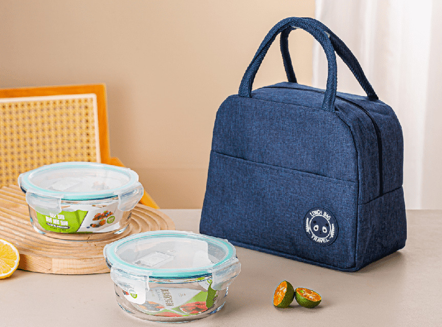 Two-piece set of simple and stylish glass food storage bowls, round covered food storage box set, event opening gift and casual gift pic 3